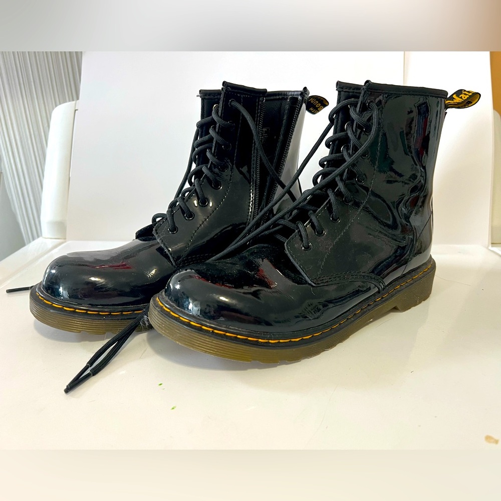 Dr. Martens Black Patent Leather Original Lace Up Combat Boots Docs